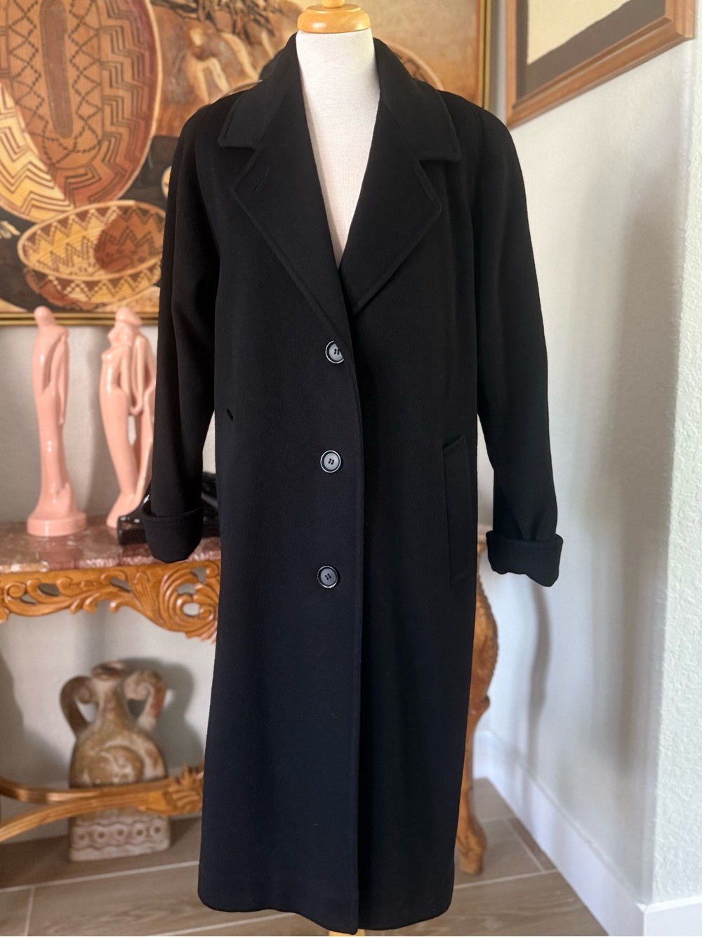 Vintage Union-Made Larry Levine Black Wool Coat